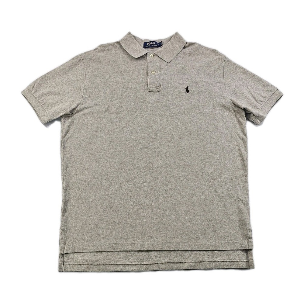 Polo Ralph Lauren Men's Large Tan Khaki Brown Pony Marled Polo Golf Shirt